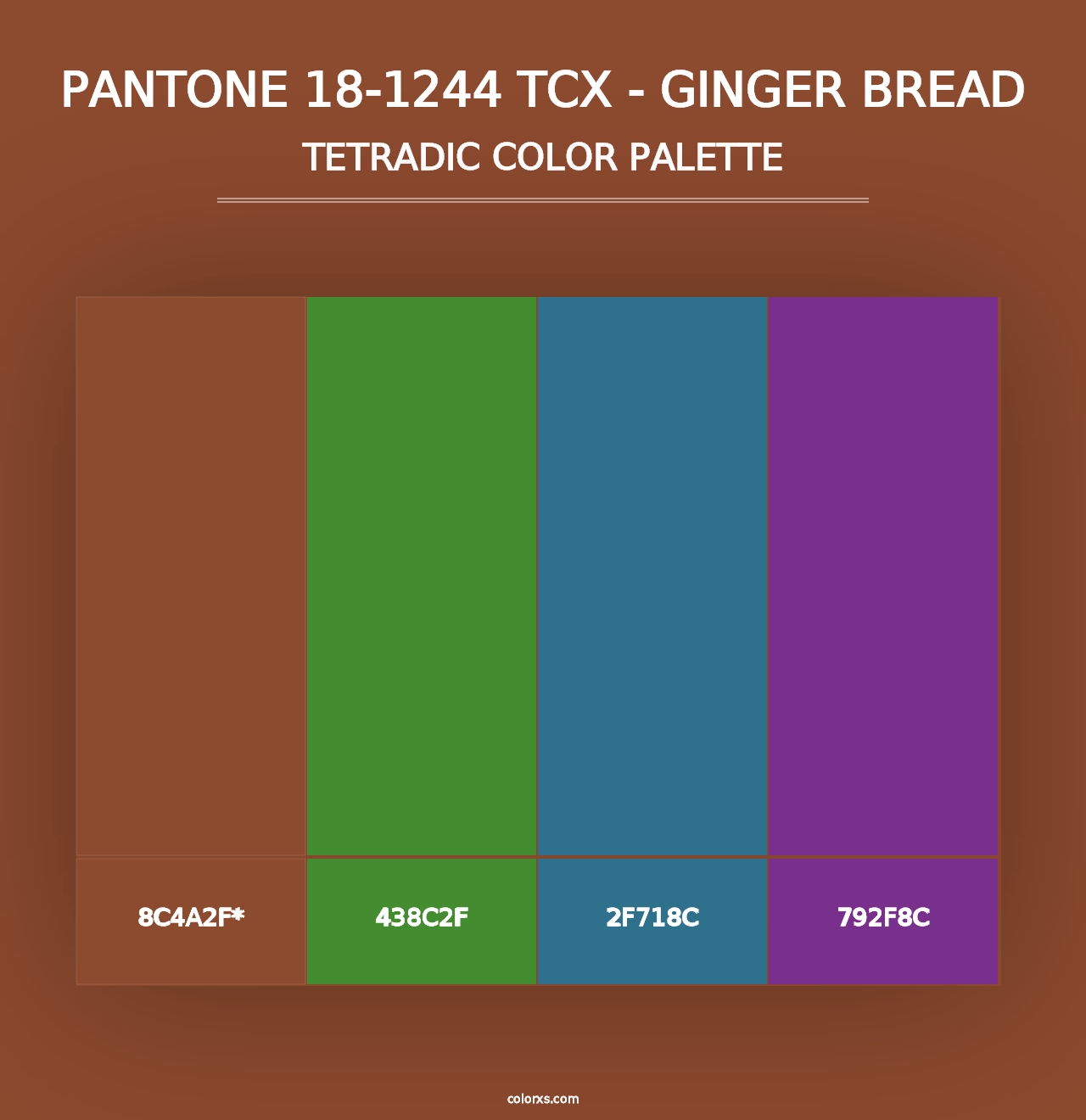 PANTONE 18-1244 TCX - Ginger Bread - Tetradic Color Palette