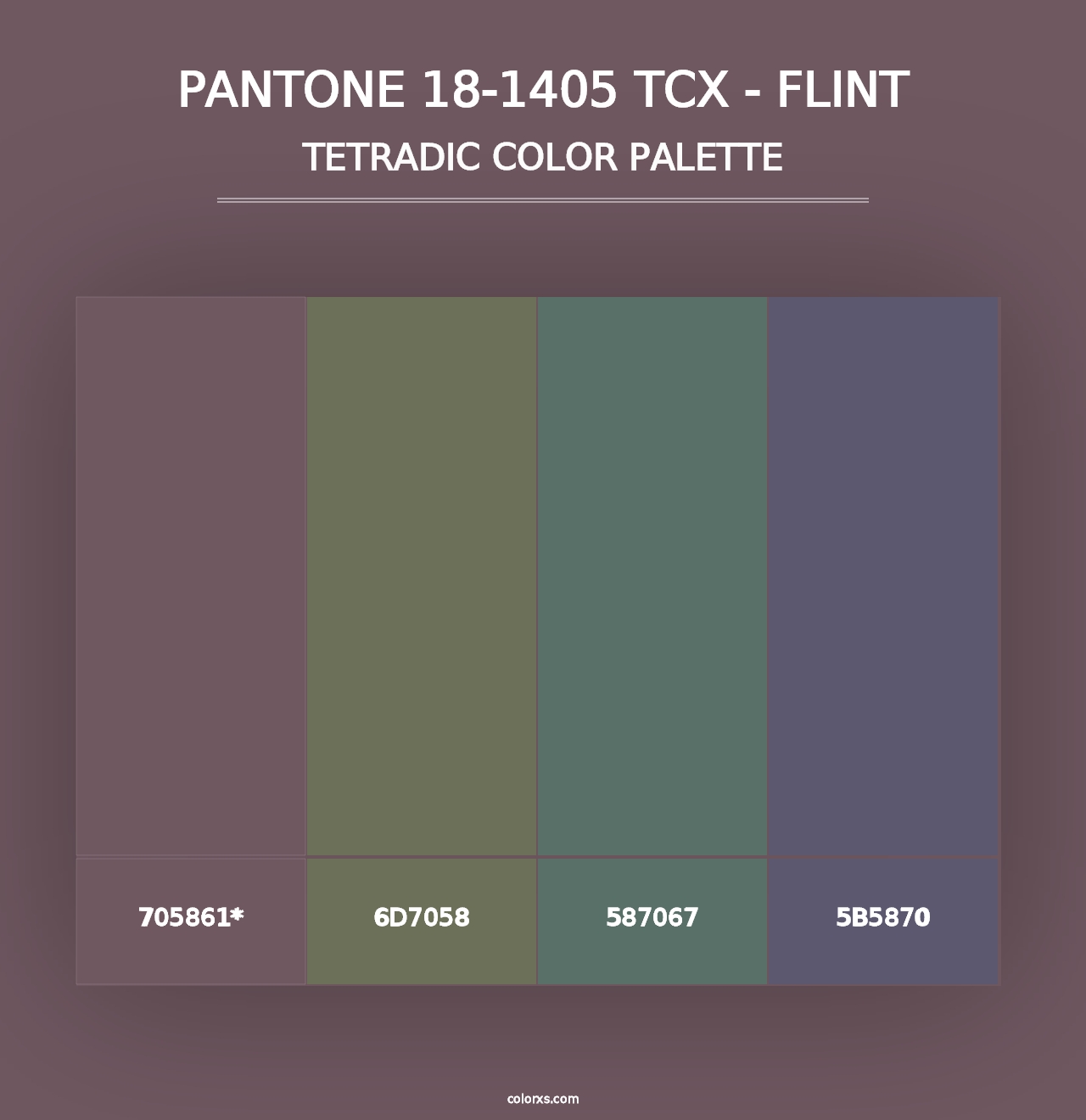 PANTONE 18-1405 TCX - Flint - Tetradic Color Palette