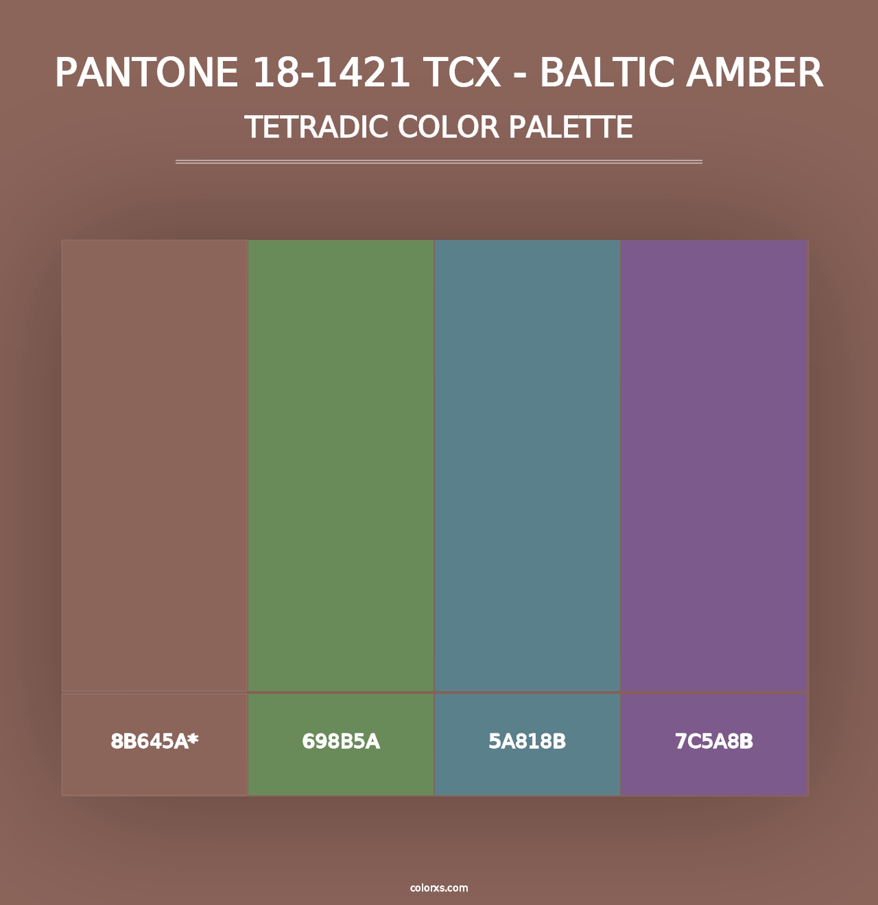 PANTONE 18-1421 TCX - Baltic Amber - Tetradic Color Palette