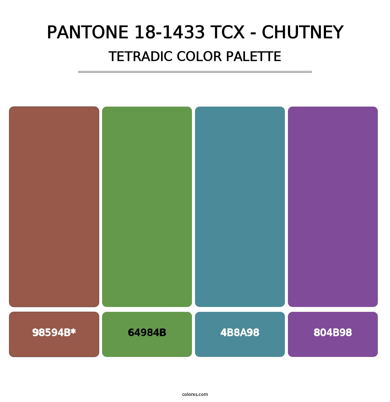 PANTONE 18-1433 TCX - Chutney - Tetradic Color Palette