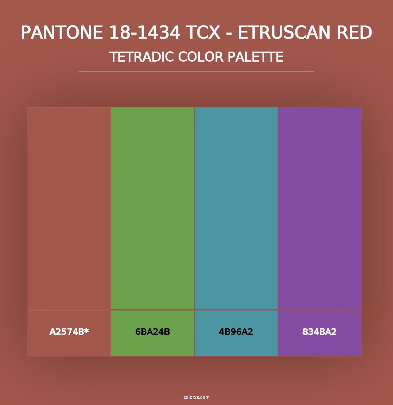 PANTONE 18-1434 TCX - Etruscan Red - Tetradic Color Palette