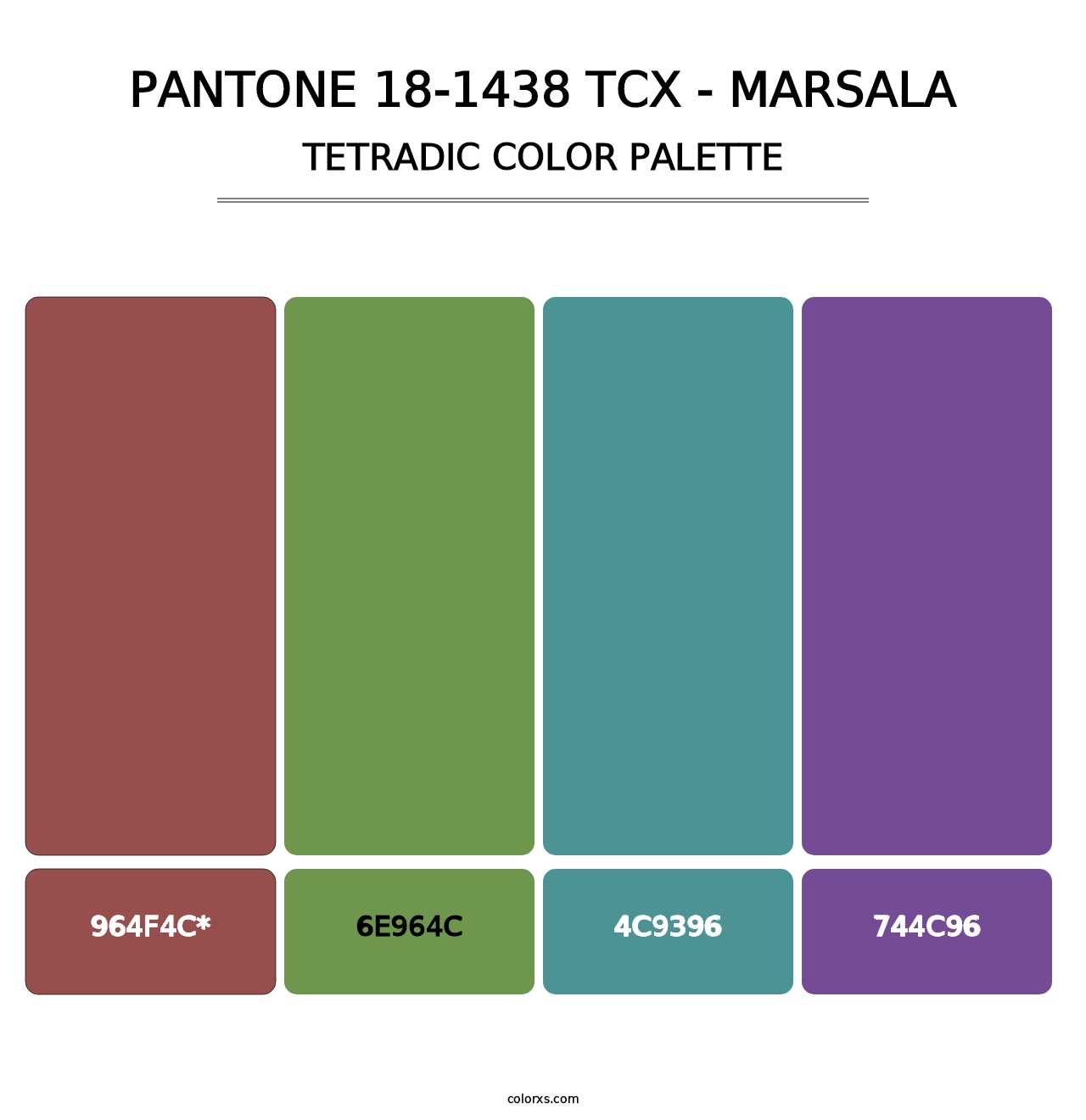 PANTONE 18-1438 TCX - Marsala - Tetradic Color Palette