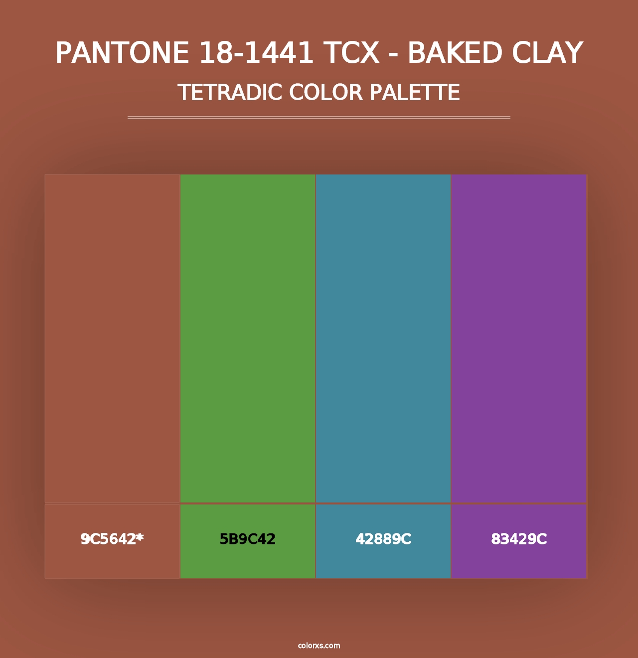 PANTONE 18-1441 TCX - Baked Clay - Tetradic Color Palette