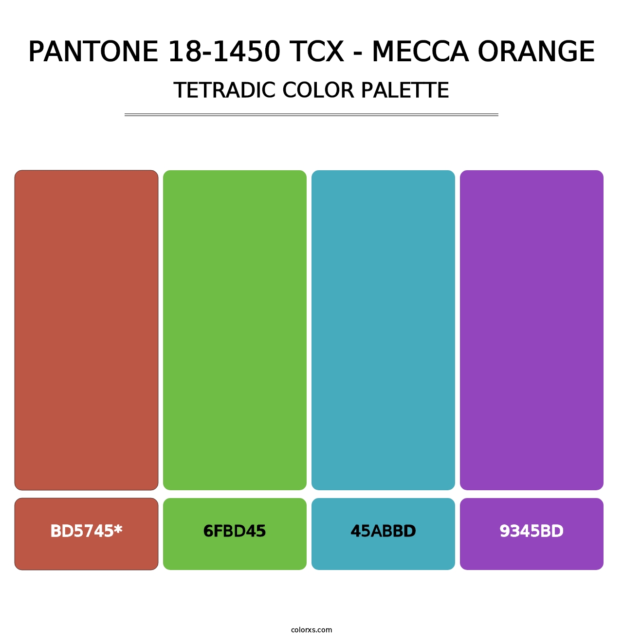 PANTONE 18-1450 TCX - Mecca Orange - Tetradic Color Palette