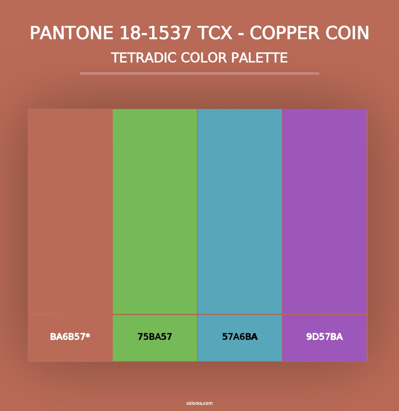 PANTONE 18-1537 TCX - Copper Coin - Tetradic Color Palette