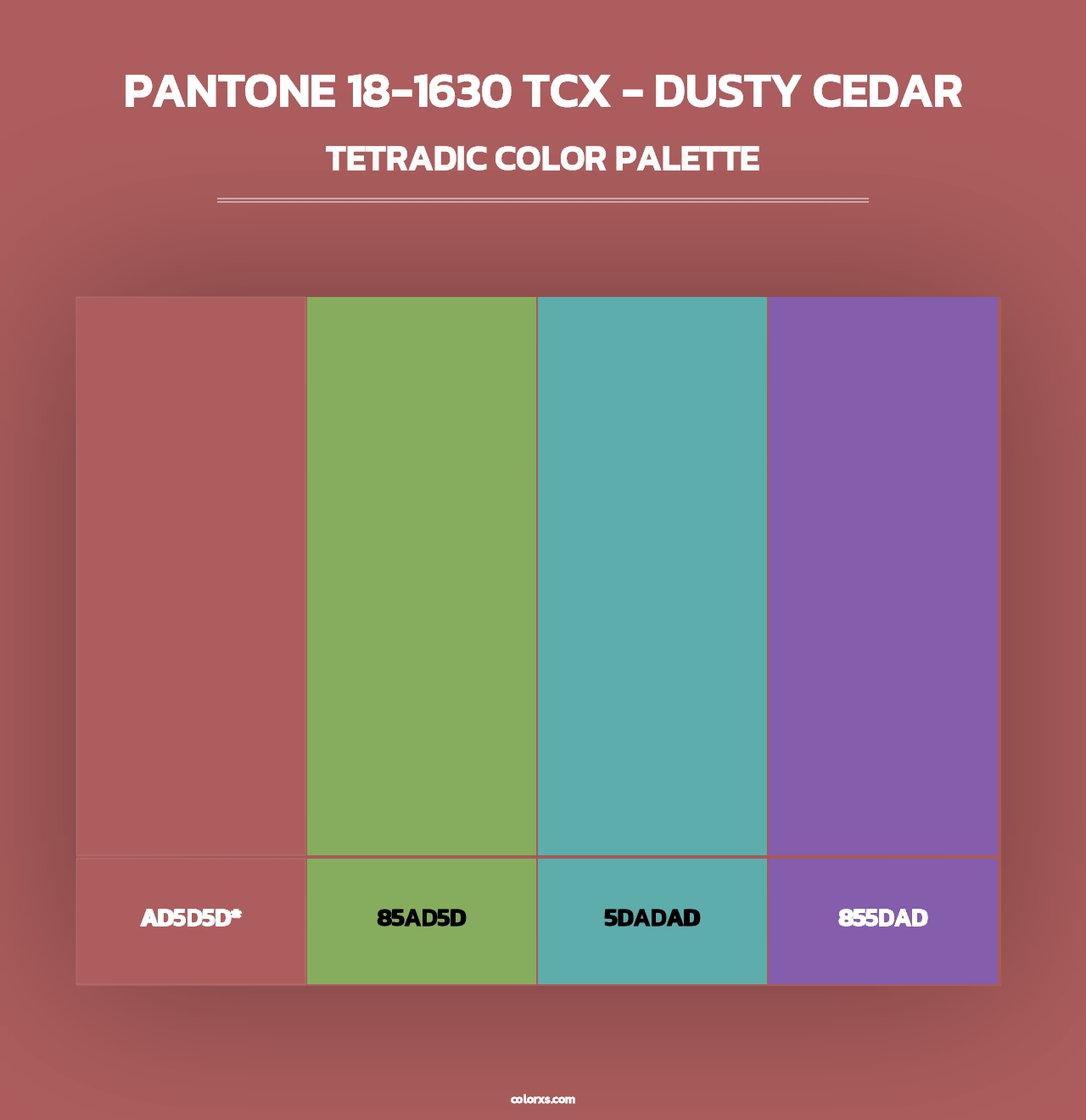 PANTONE 18-1630 TCX - Dusty Cedar - Tetradic Color Palette