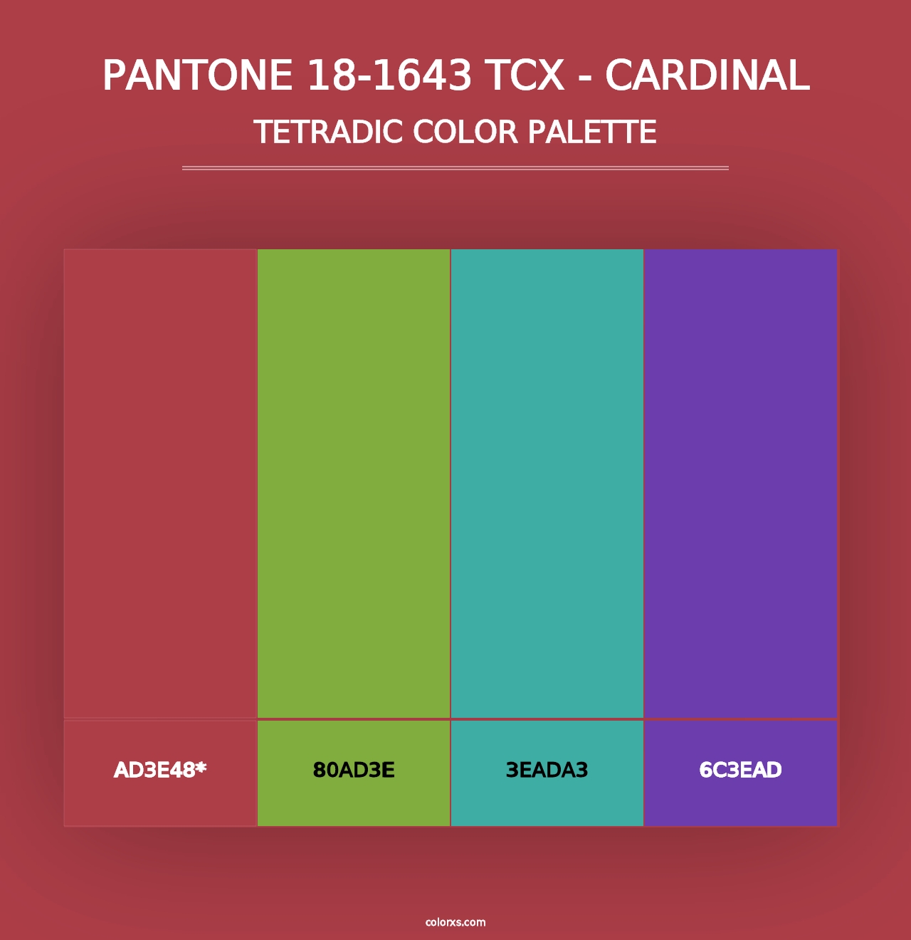 PANTONE 18-1643 TCX - Cardinal - Tetradic Color Palette