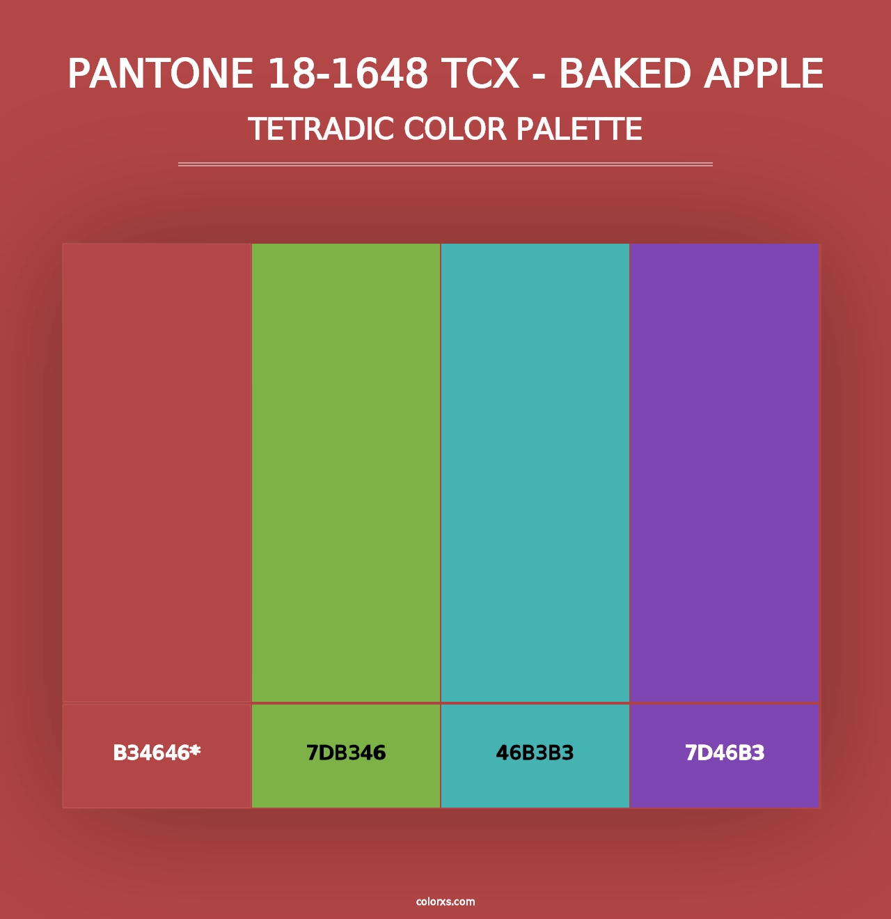 PANTONE 18-1648 TCX - Baked Apple - Tetradic Color Palette