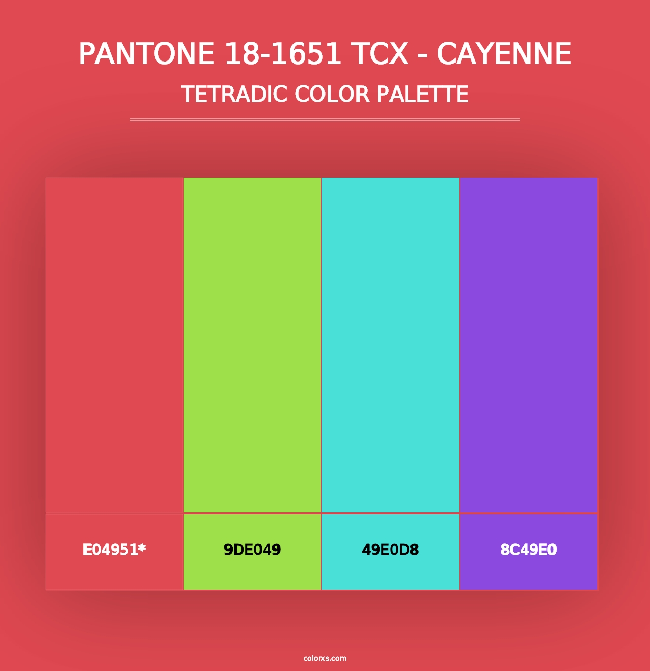 PANTONE 18-1651 TCX - Cayenne - Tetradic Color Palette