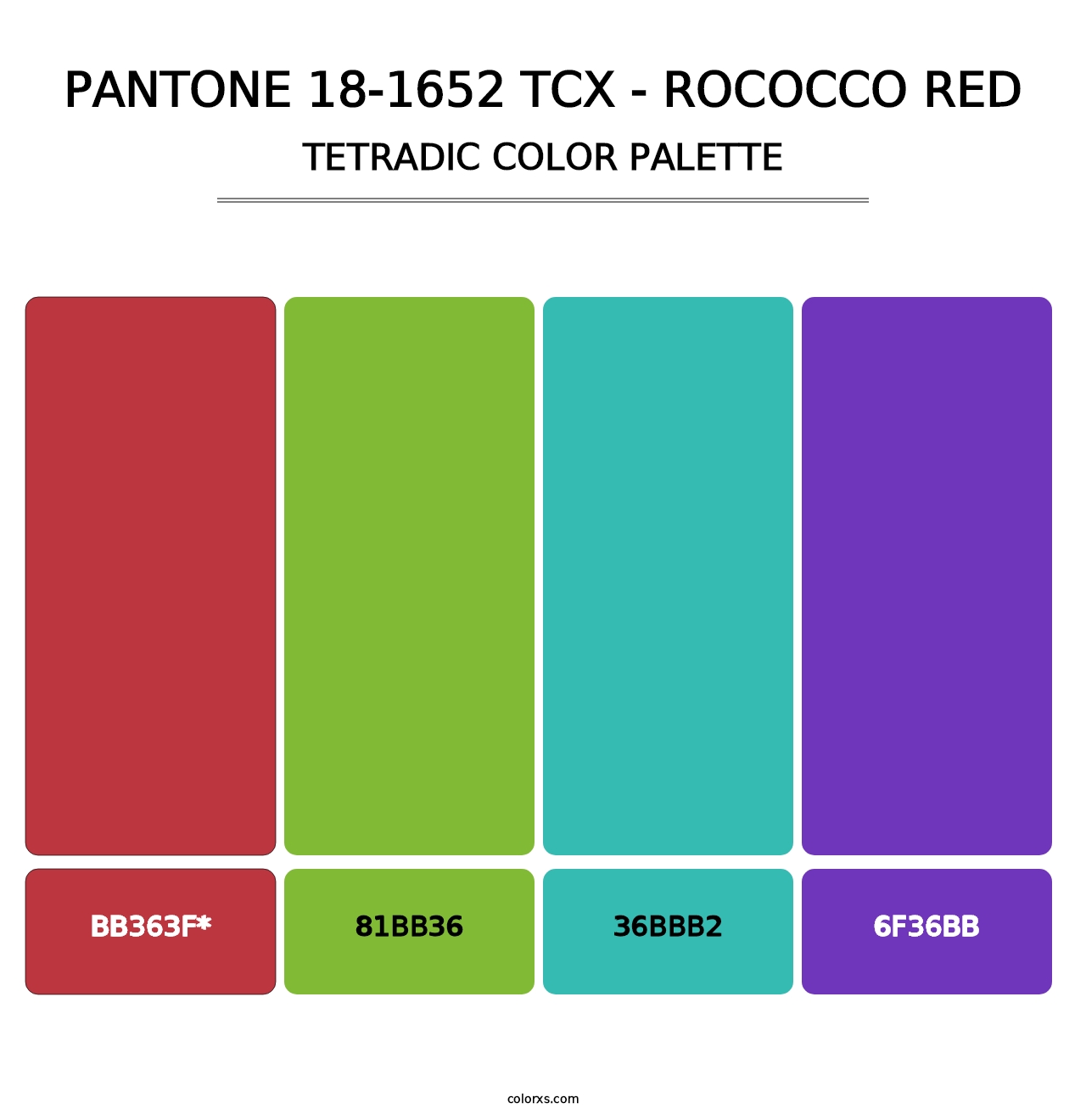 PANTONE 18-1652 TCX - Rococco Red - Tetradic Color Palette