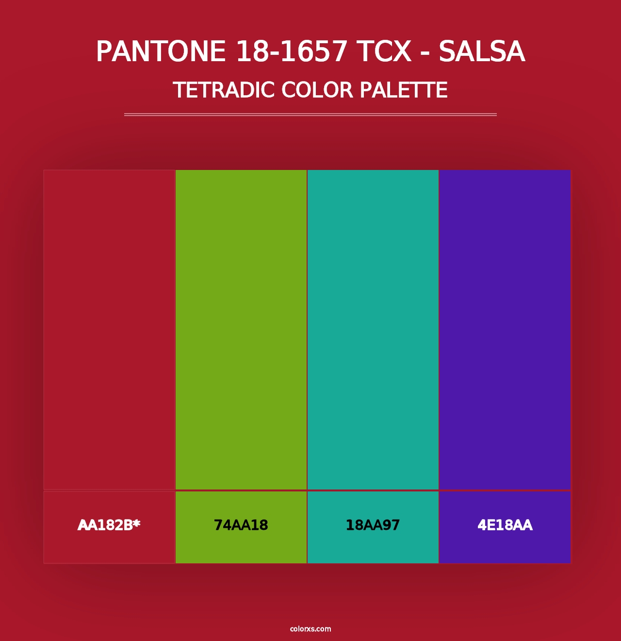 PANTONE 18-1657 TCX - Salsa - Tetradic Color Palette