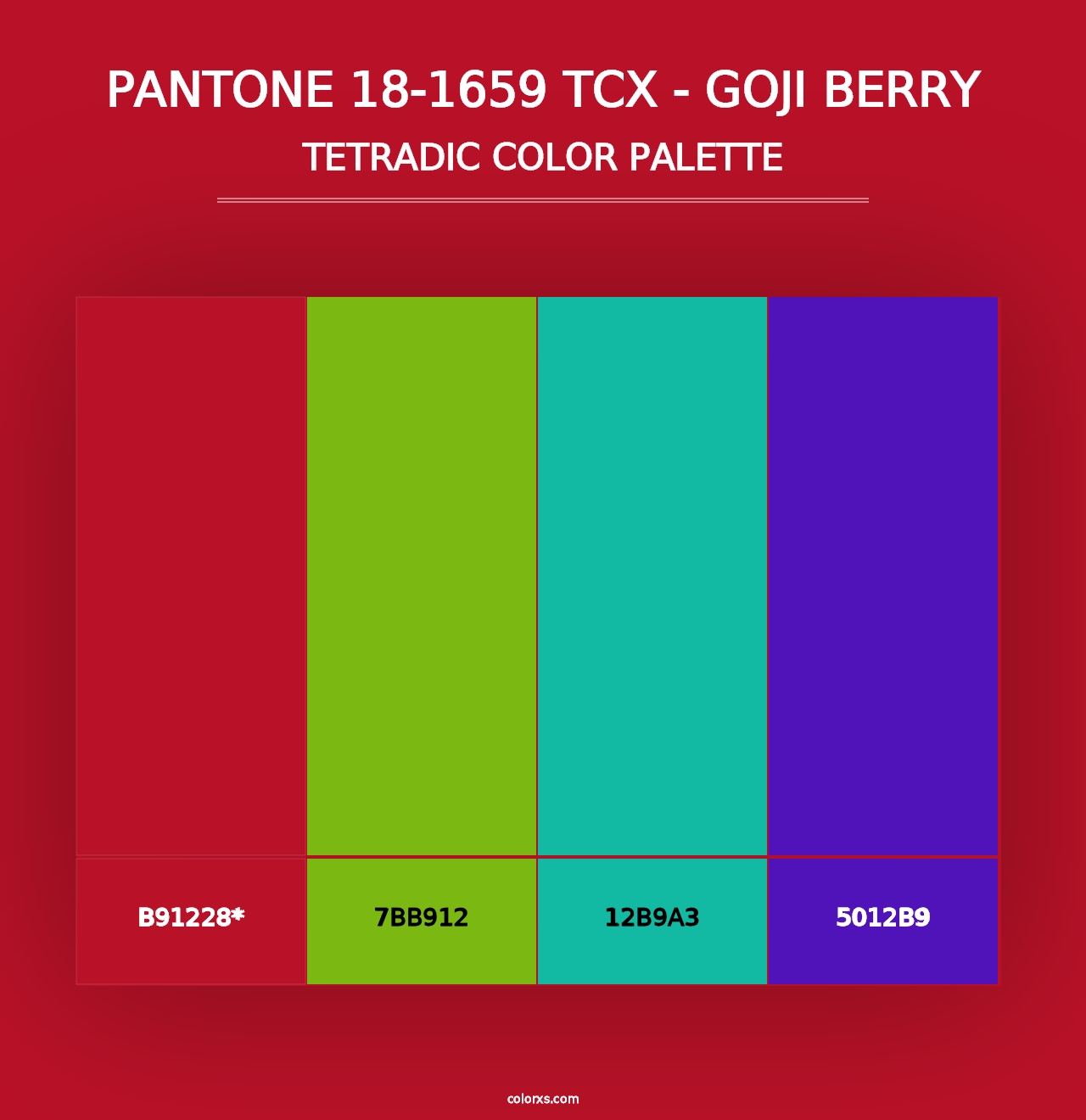 PANTONE 18-1659 TCX - Goji Berry - Tetradic Color Palette