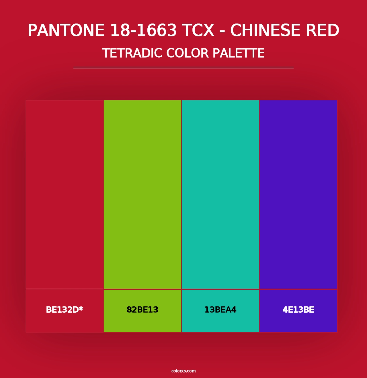 PANTONE 18-1663 TCX - Chinese Red - Tetradic Color Palette