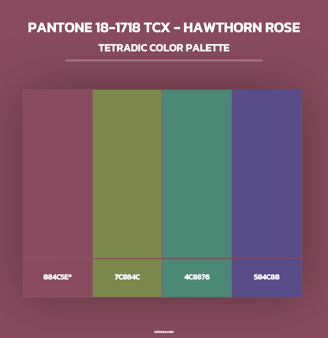 PANTONE 18-1718 TCX - Hawthorn Rose - Tetradic Color Palette