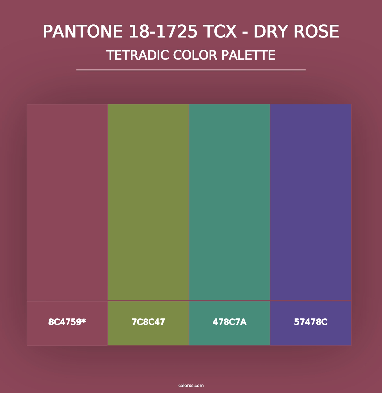 PANTONE 18-1725 TCX - Dry Rose - Tetradic Color Palette