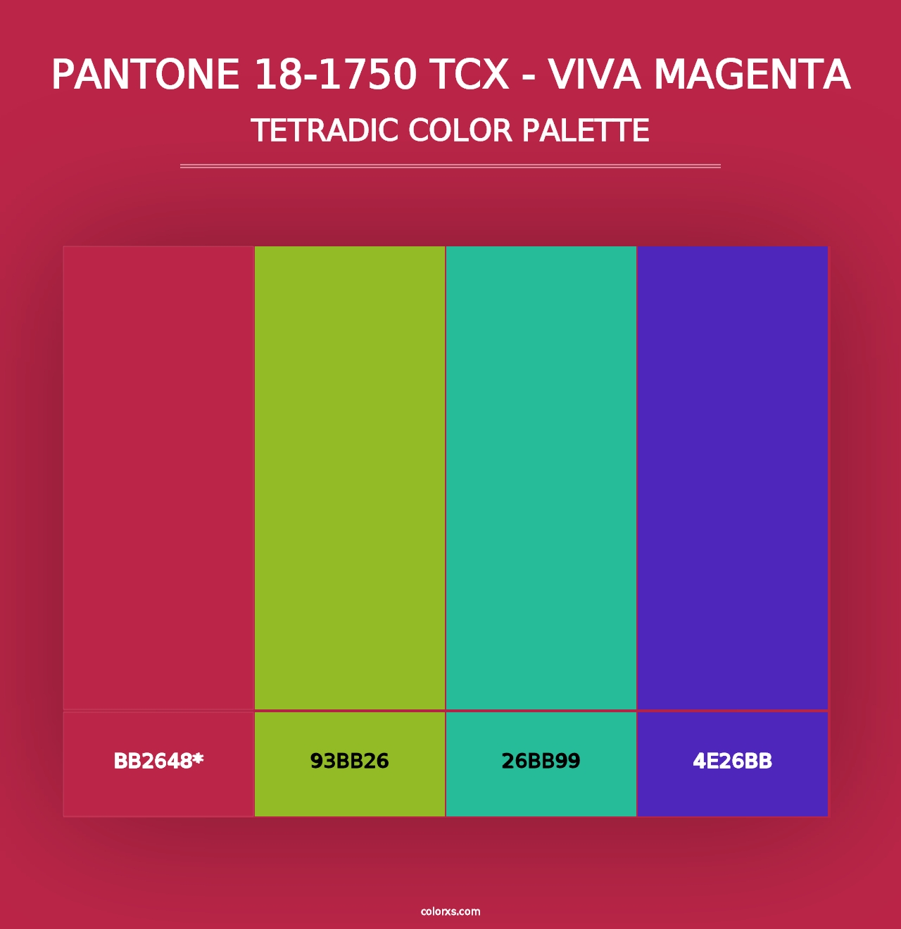 PANTONE 18-1750 TCX - Viva Magenta - Tetradic Color Palette