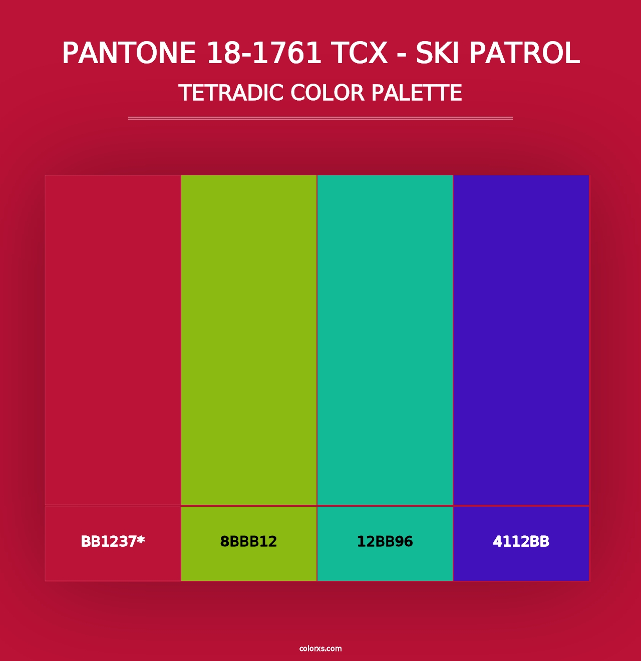 PANTONE 18-1761 TCX - Ski Patrol - Tetradic Color Palette