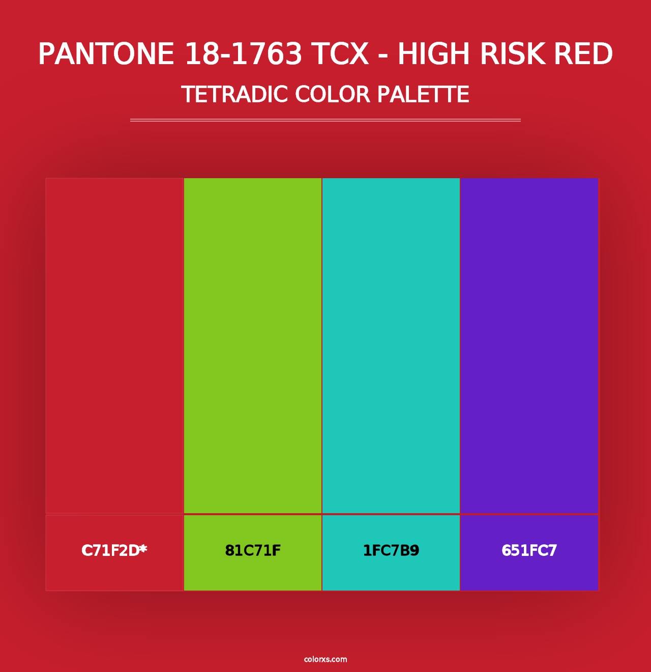 PANTONE 18-1763 TCX - High Risk Red - Tetradic Color Palette