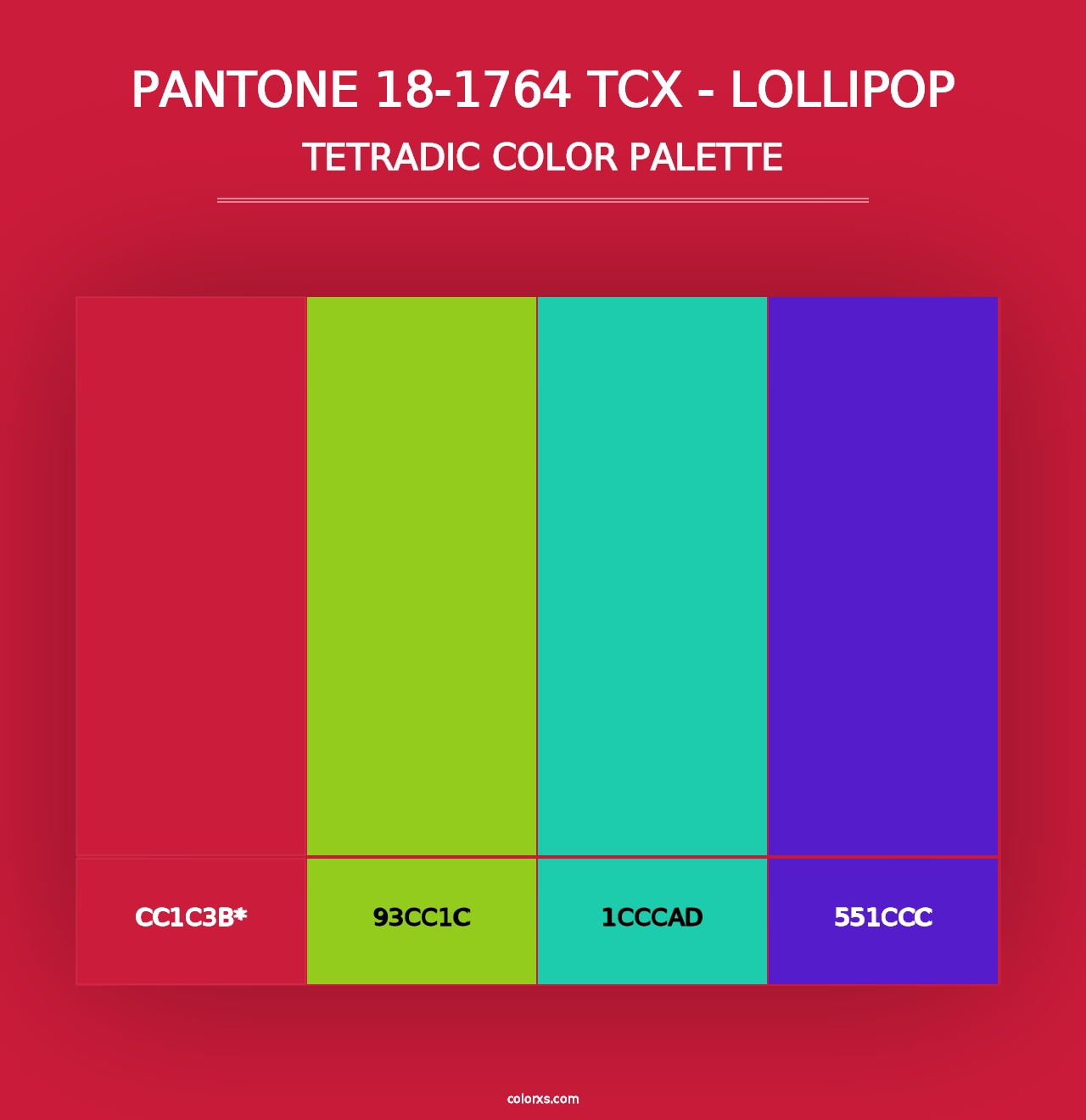 PANTONE 18-1764 TCX - Lollipop - Tetradic Color Palette