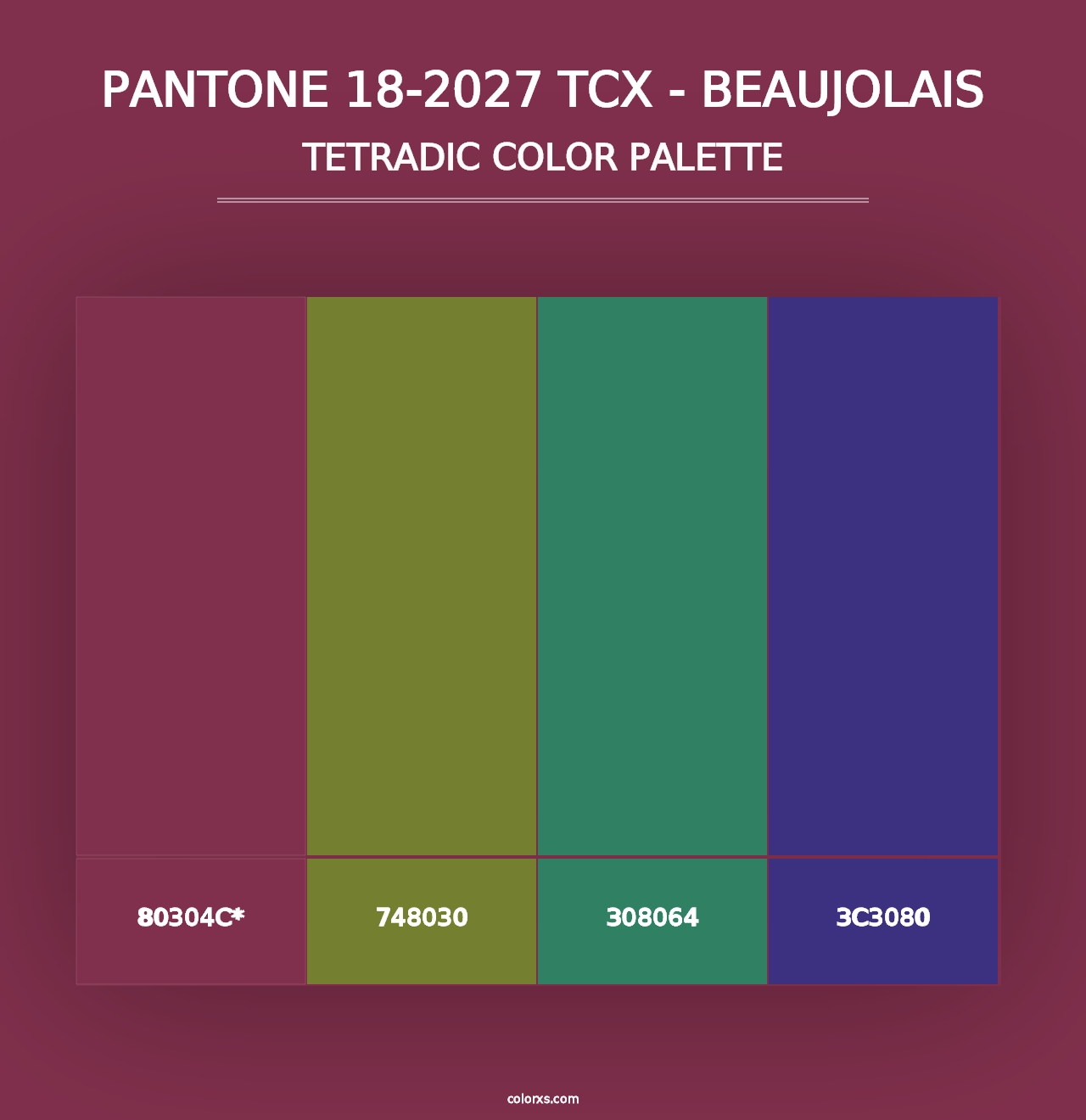 PANTONE 18-2027 TCX - Beaujolais - Tetradic Color Palette