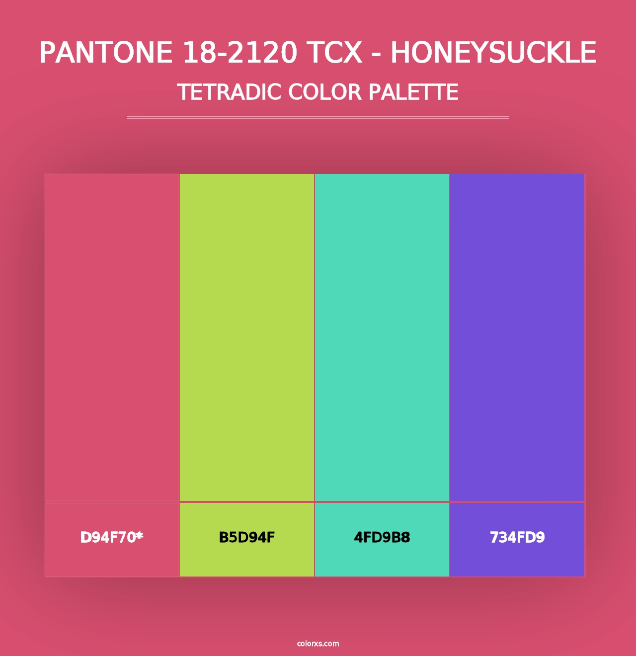 PANTONE 18-2120 TCX - Honeysuckle - Tetradic Color Palette