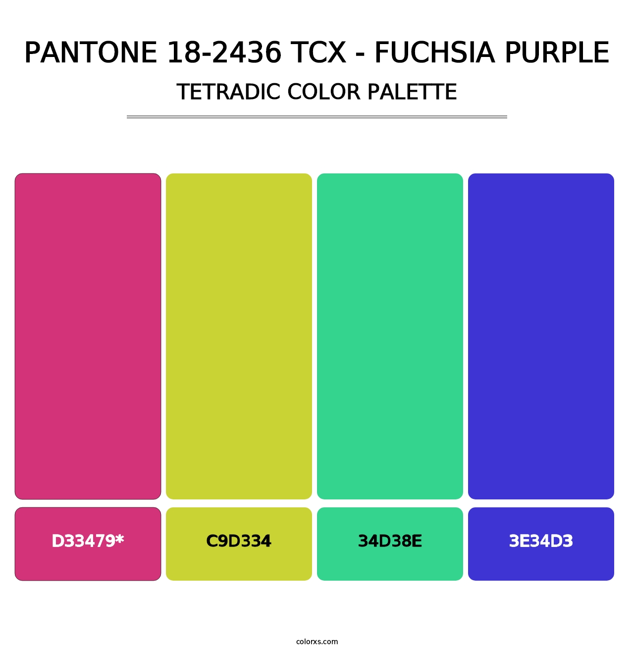 PANTONE 18-2436 TCX - Fuchsia Purple - Tetradic Color Palette