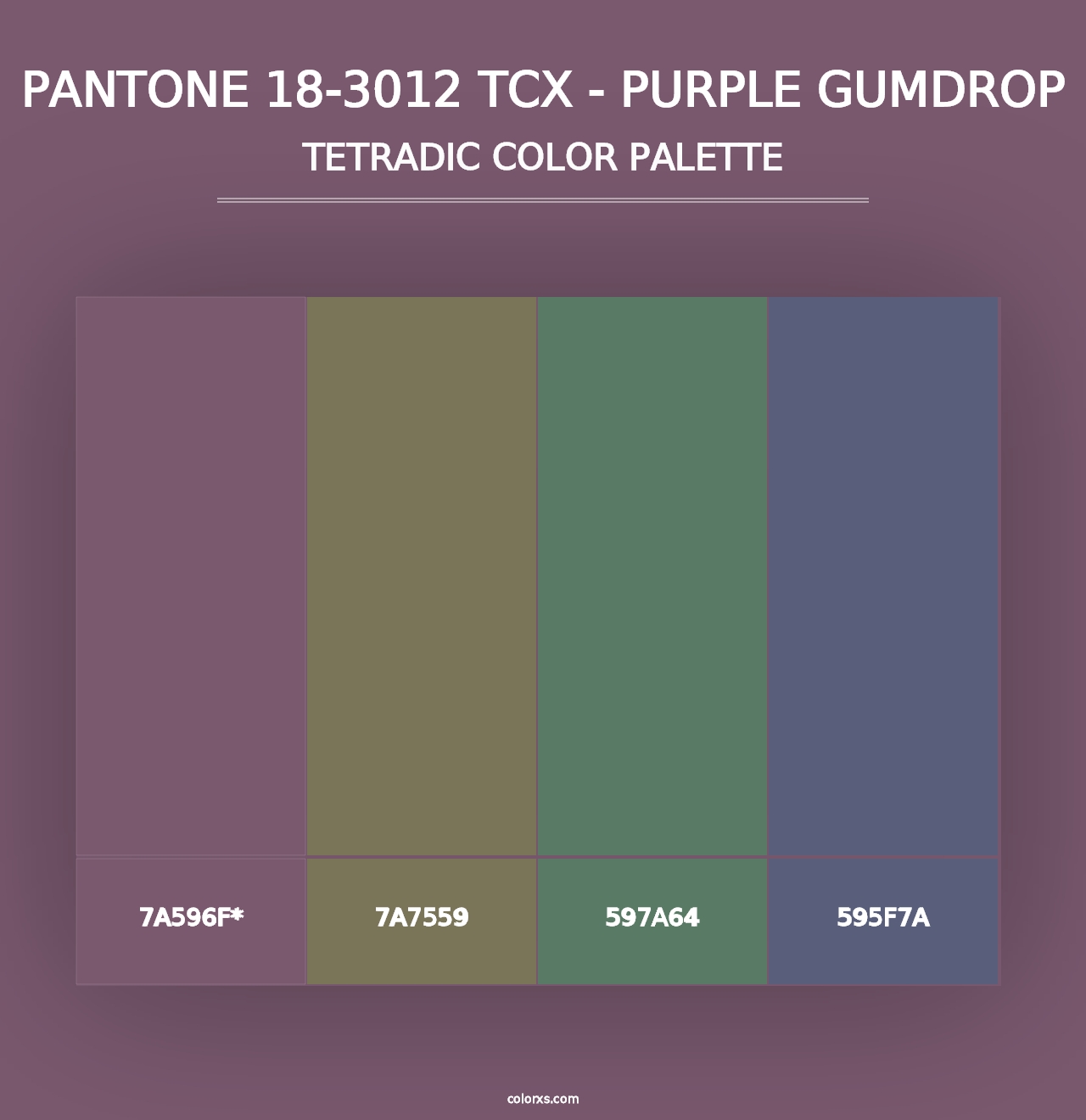 PANTONE 18-3012 TCX - Purple Gumdrop - Tetradic Color Palette