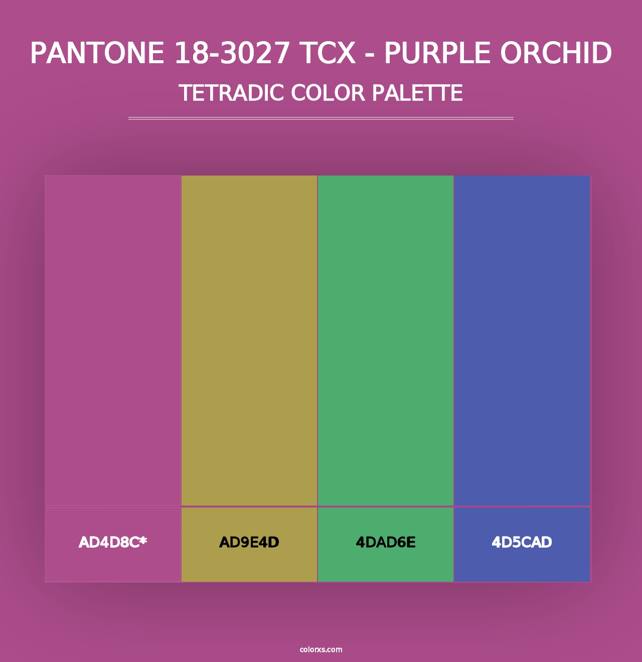 PANTONE 18-3027 TCX - Purple Orchid - Tetradic Color Palette