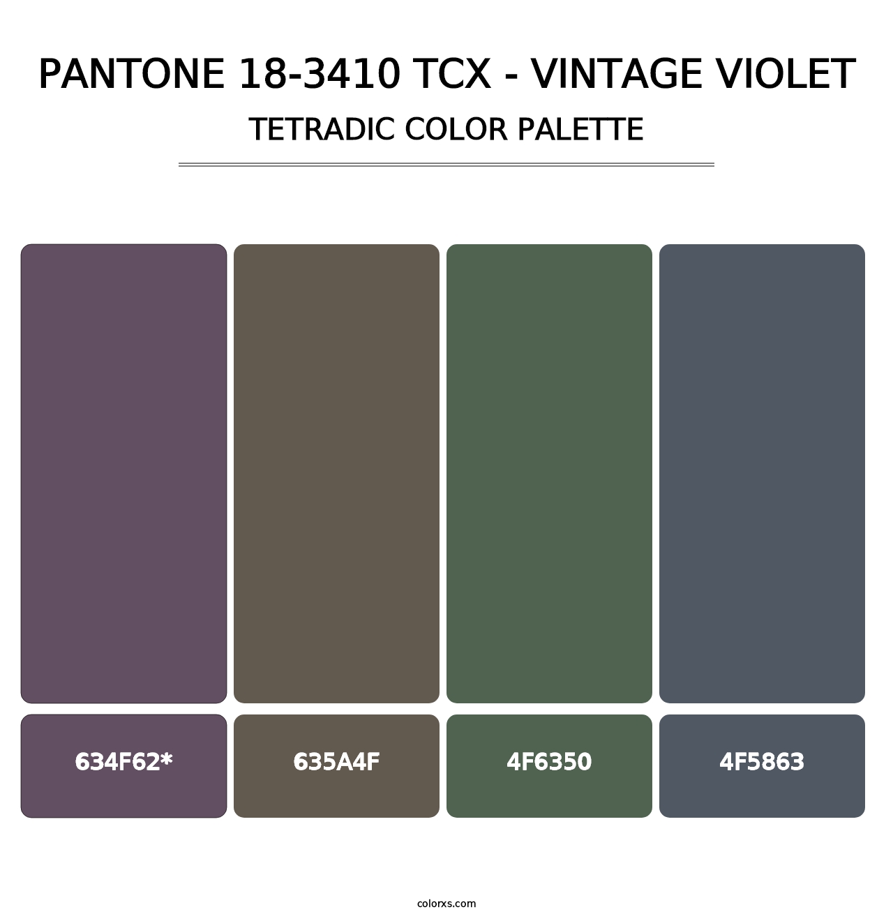 PANTONE 18-3410 TCX - Vintage Violet - Tetradic Color Palette