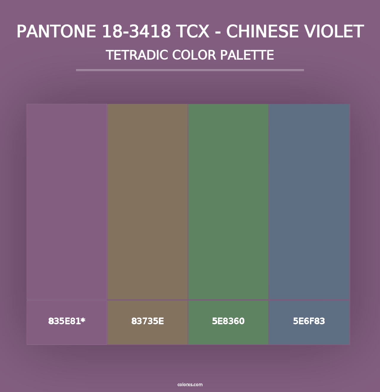 PANTONE 18-3418 TCX - Chinese Violet - Tetradic Color Palette