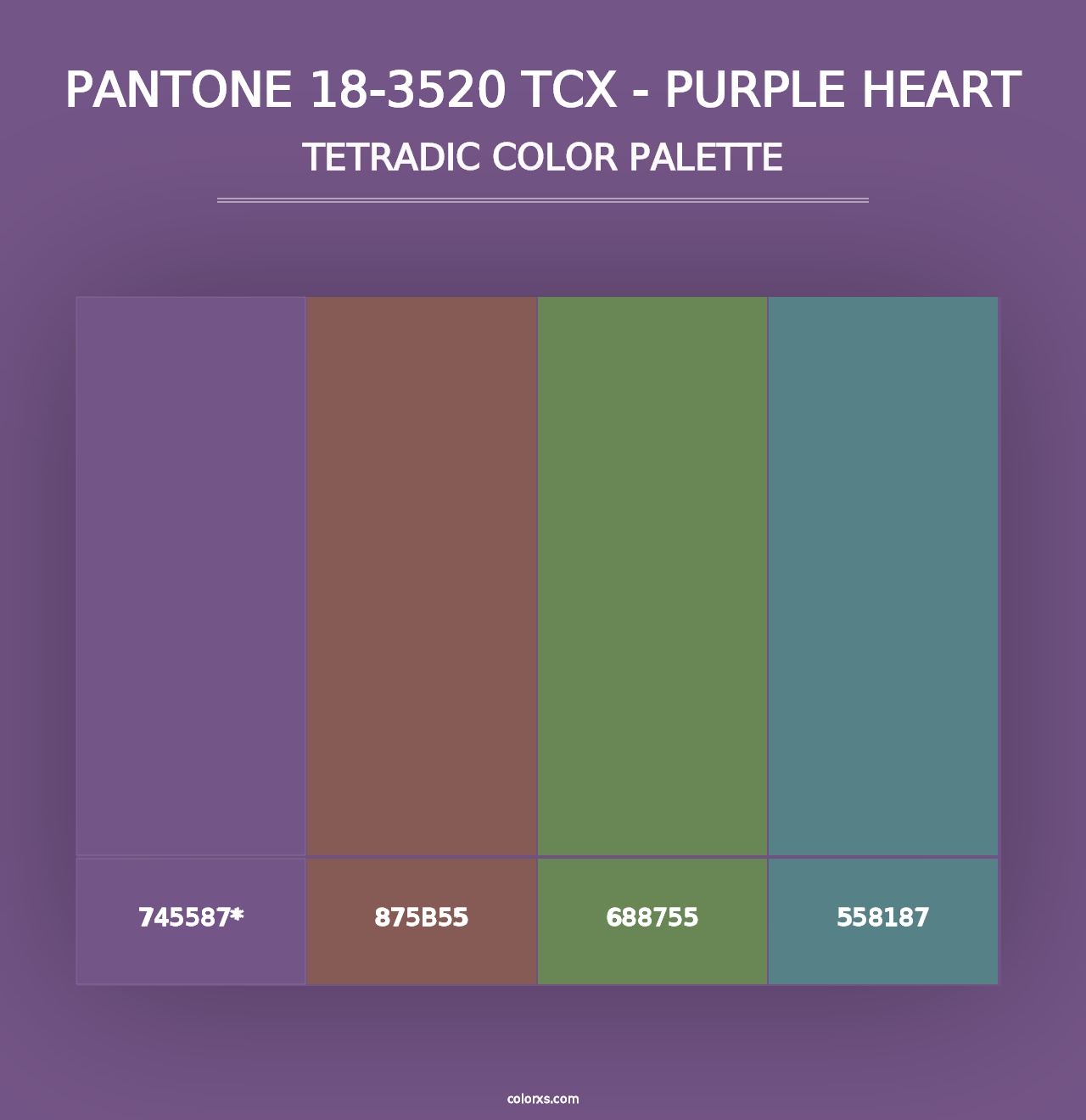 PANTONE 18-3520 TCX - Purple Heart - Tetradic Color Palette