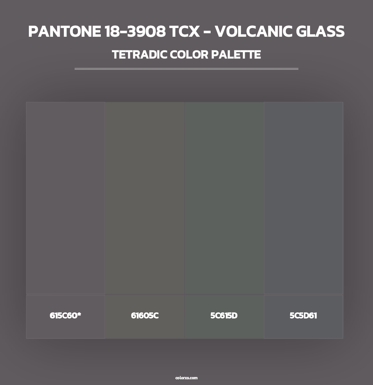 PANTONE 18-3908 TCX - Volcanic Glass - Tetradic Color Palette