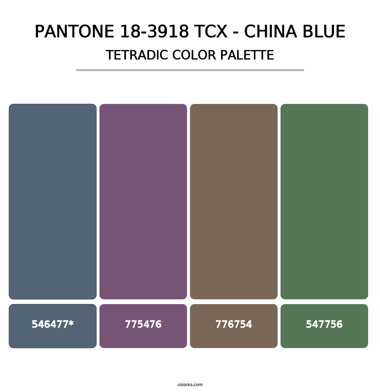 PANTONE 18-3918 TCX - China Blue - Tetradic Color Palette