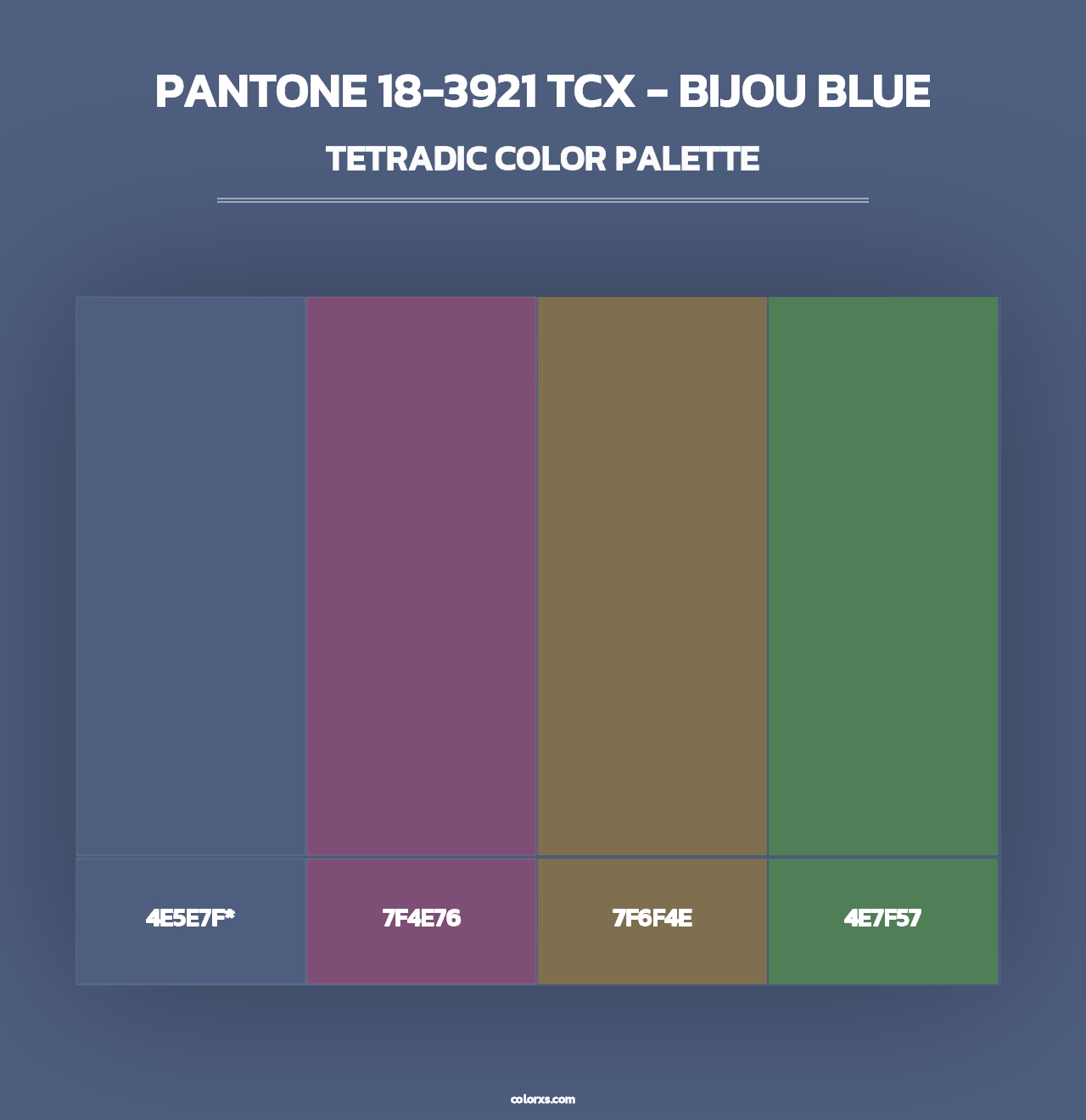 PANTONE 18-3921 TCX - Bijou Blue - Tetradic Color Palette