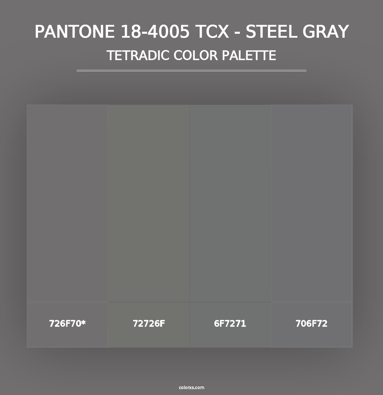 PANTONE 18-4005 TCX - Steel Gray - Tetradic Color Palette