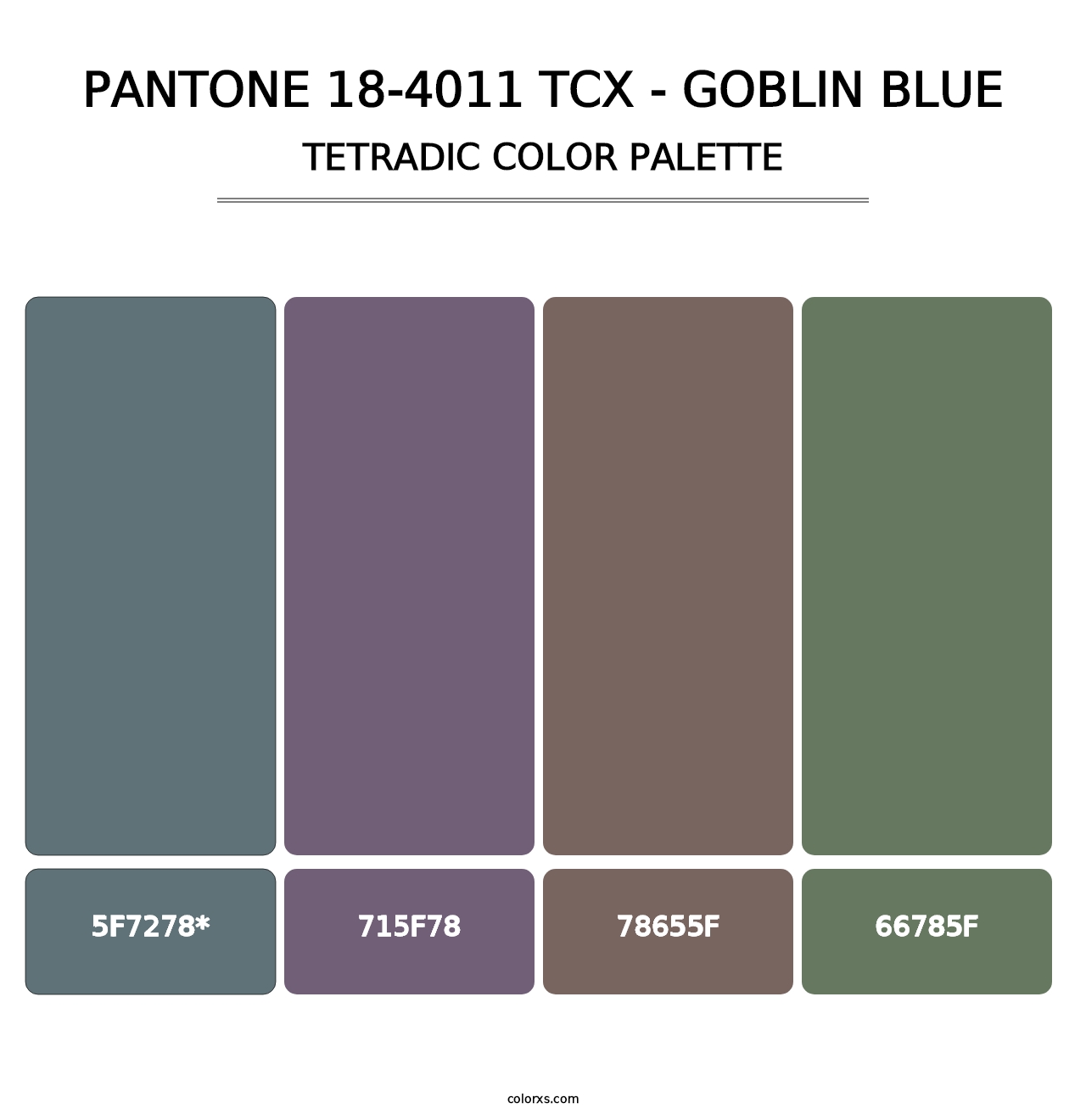 PANTONE 18-4011 TCX - Goblin Blue - Tetradic Color Palette