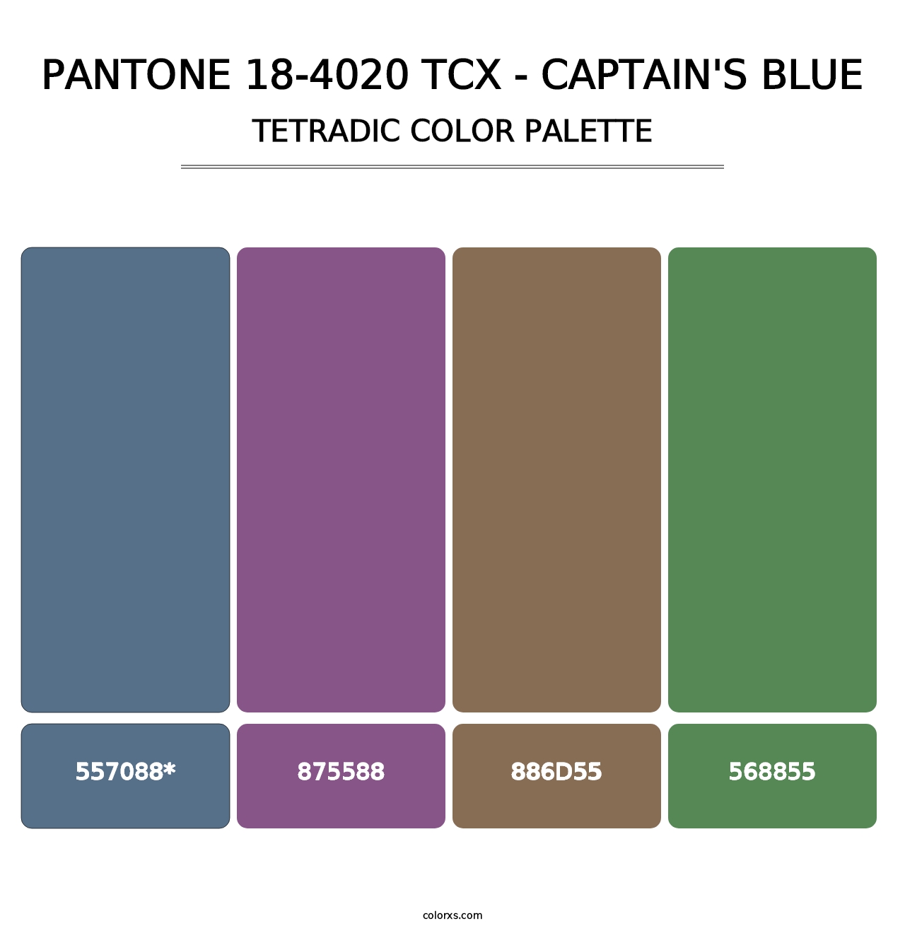 PANTONE 18-4020 TCX - Captain's Blue - Tetradic Color Palette