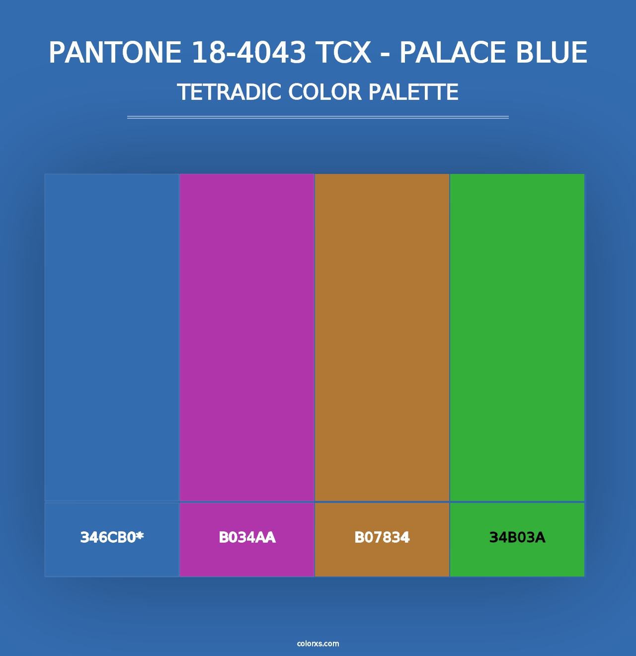 PANTONE 18-4043 TCX - Palace Blue - Tetradic Color Palette