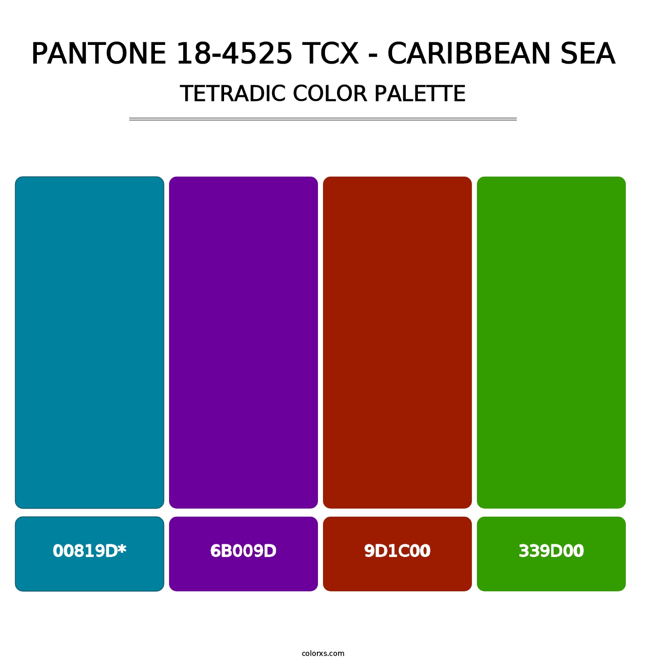 PANTONE 18-4525 TCX - Caribbean Sea - Tetradic Color Palette