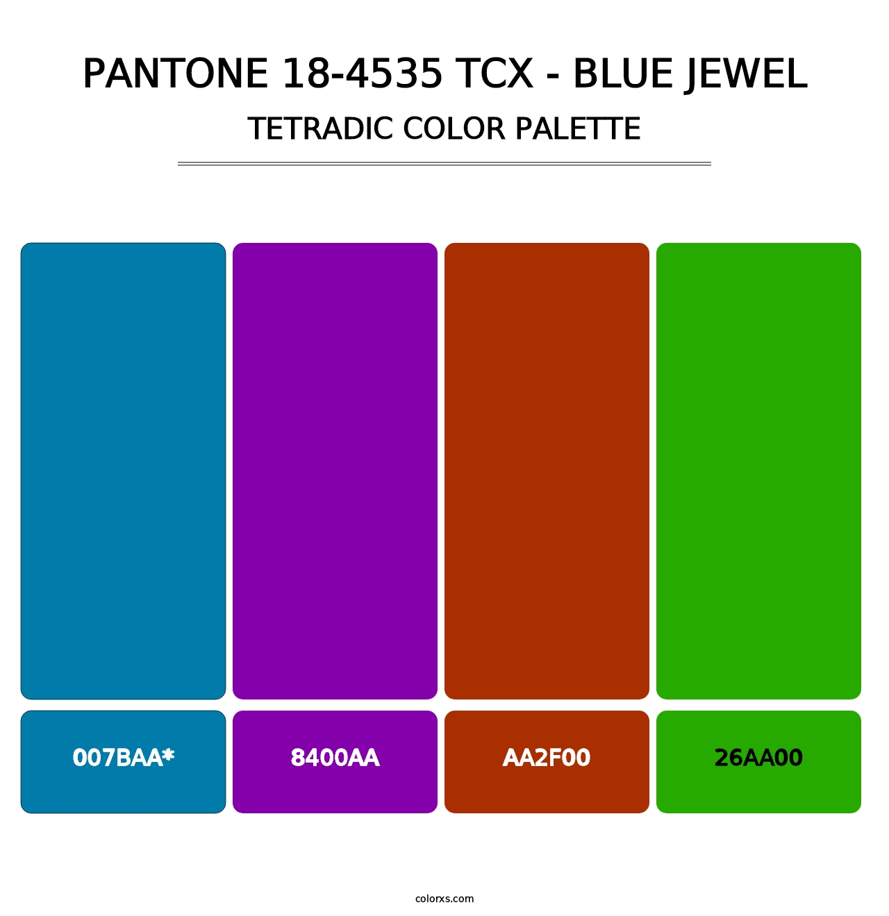 PANTONE 18-4535 TCX - Blue Jewel - Tetradic Color Palette