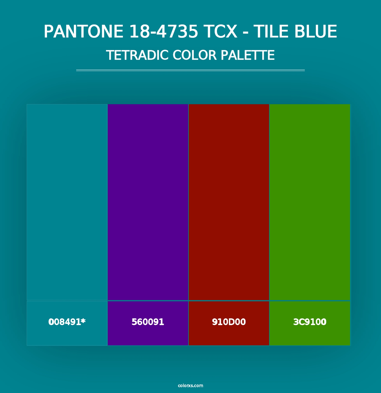 PANTONE 18-4735 TCX - Tile Blue - Tetradic Color Palette