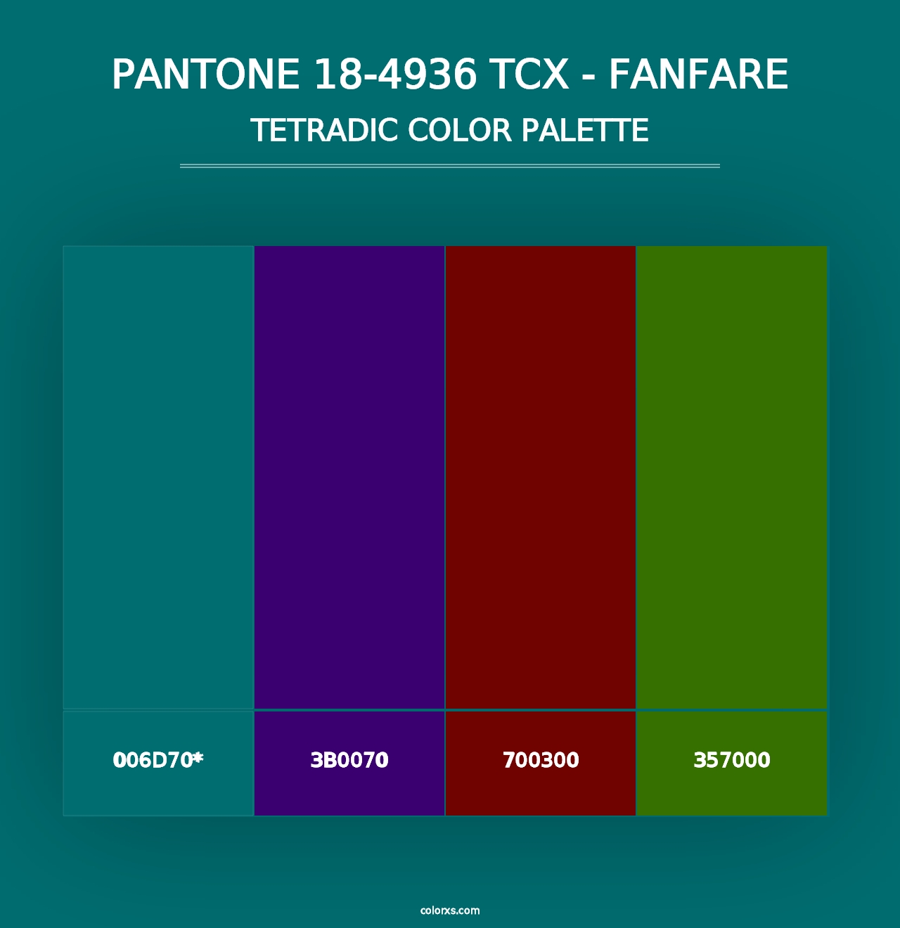 PANTONE 18-4936 TCX - Fanfare - Tetradic Color Palette