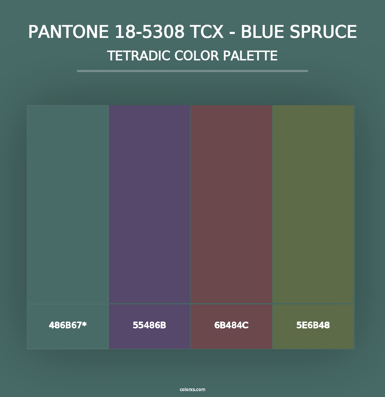 PANTONE 18-5308 TCX - Blue Spruce - Tetradic Color Palette