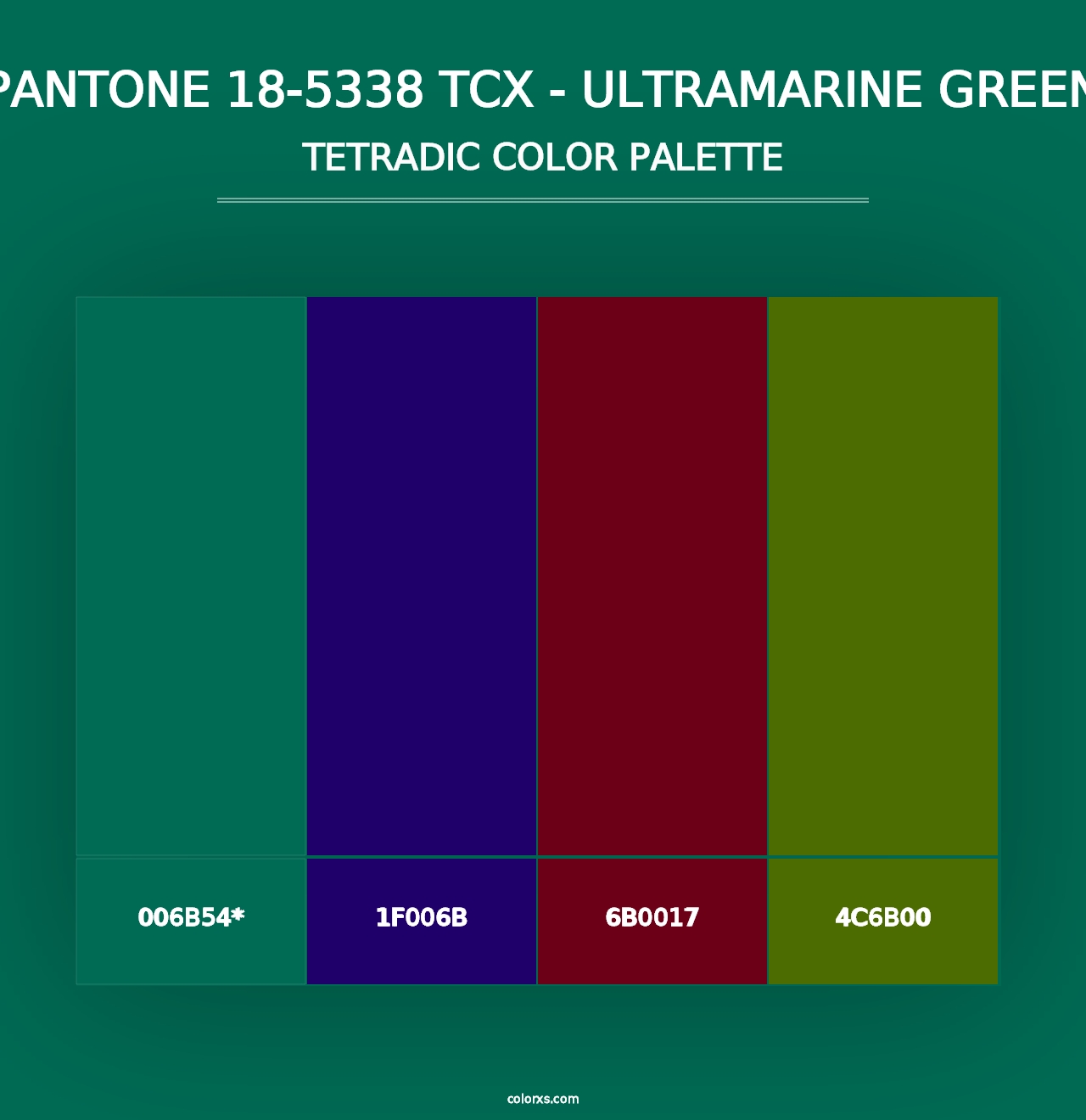 PANTONE 18-5338 TCX - Ultramarine Green - Tetradic Color Palette