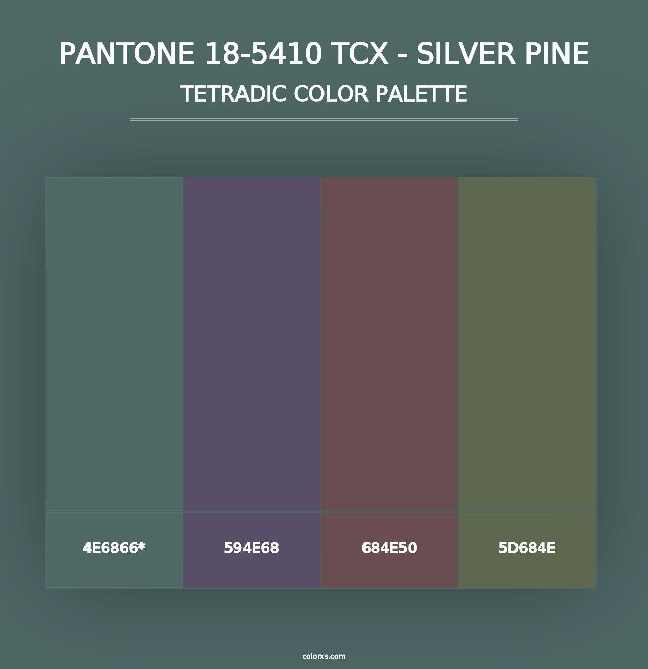 PANTONE 18-5410 TCX - Silver Pine - Tetradic Color Palette