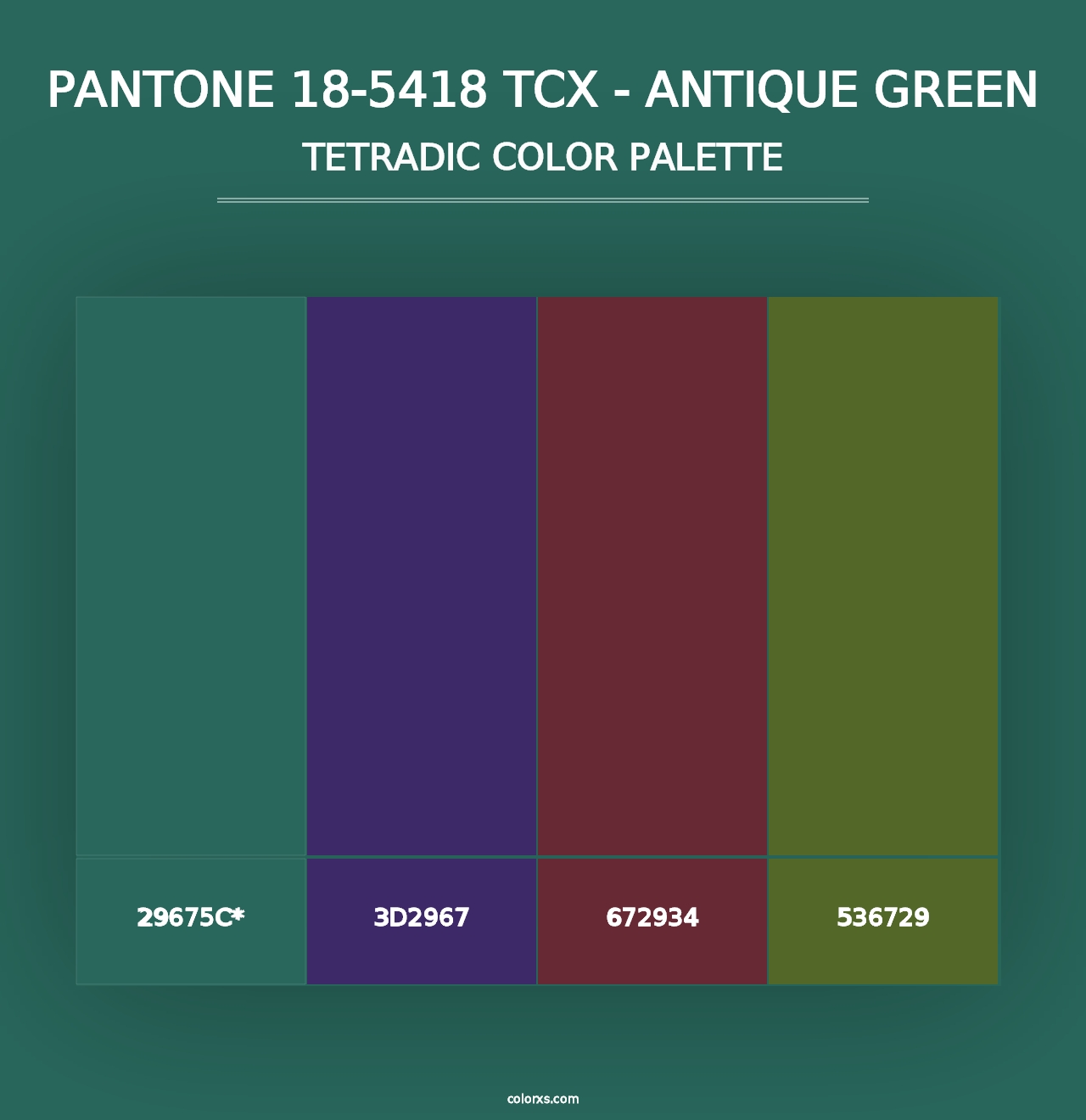 PANTONE 18-5418 TCX - Antique Green - Tetradic Color Palette