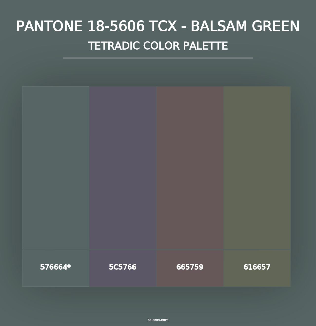 PANTONE 18-5606 TCX - Balsam Green - Tetradic Color Palette