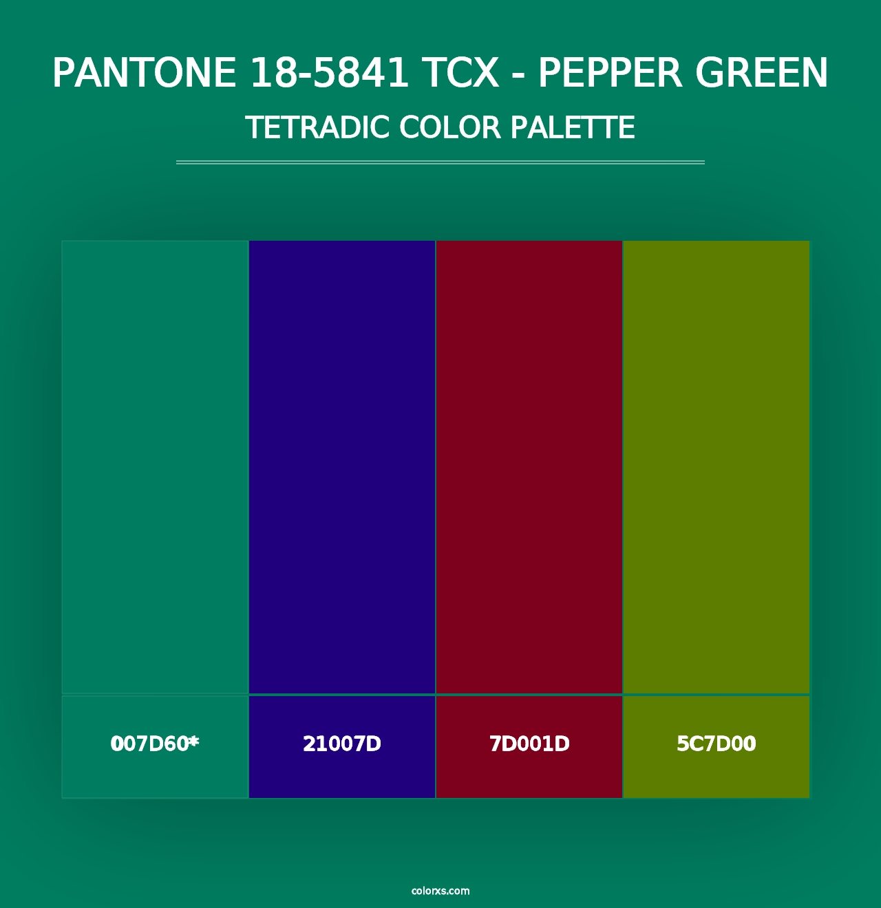 PANTONE 18-5841 TCX - Pepper Green - Tetradic Color Palette