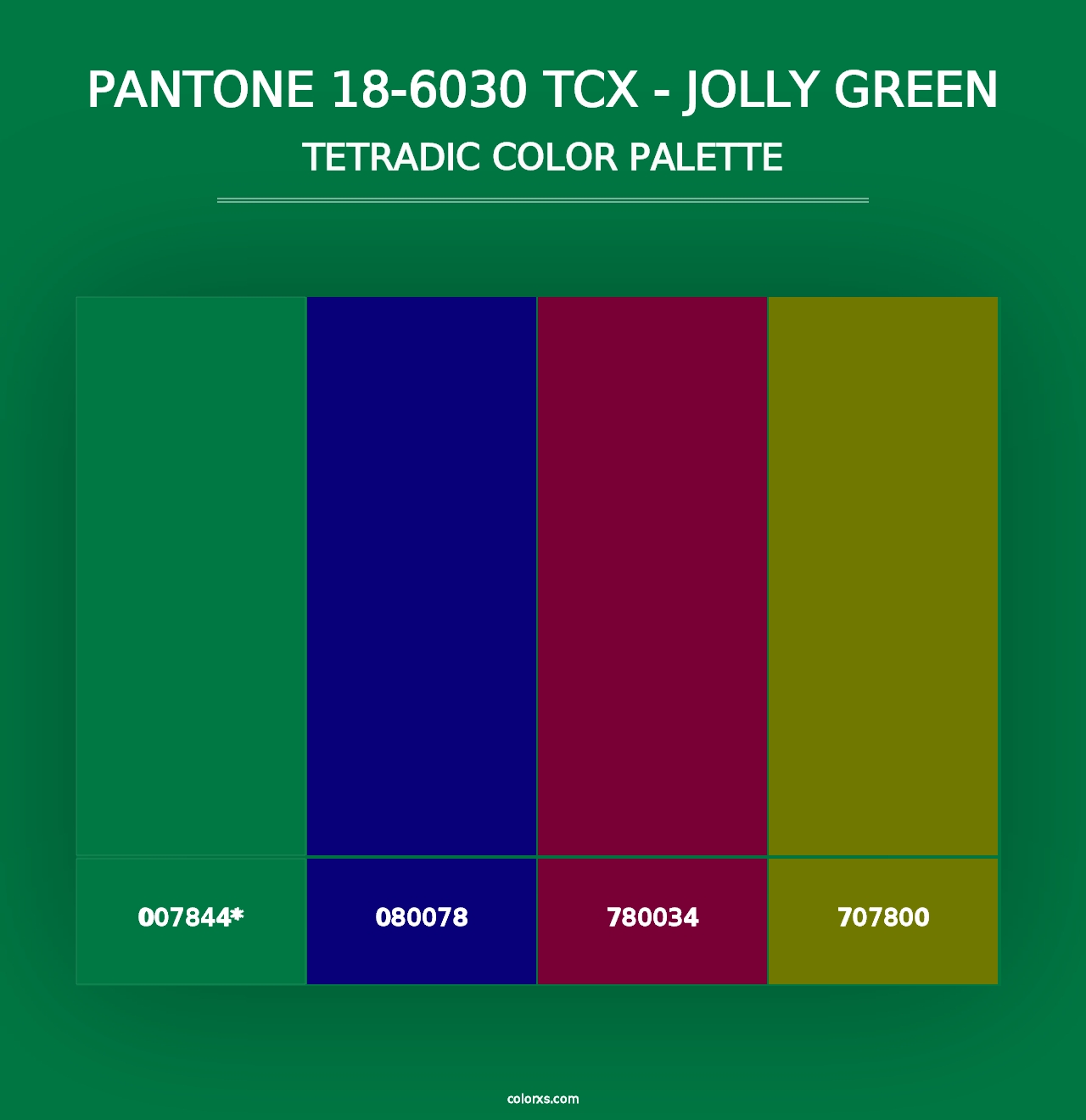 PANTONE 18-6030 TCX - Jolly Green - Tetradic Color Palette