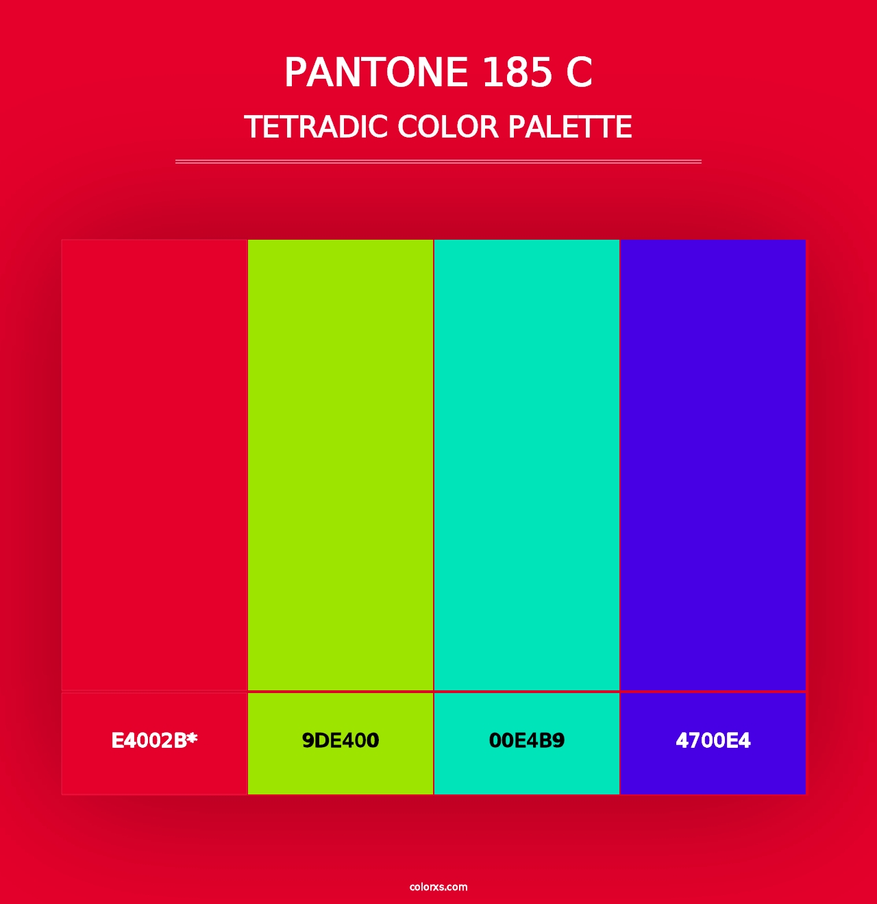 PANTONE 185 C - Tetradic Color Palette